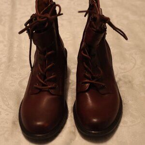 Zodiac Women's Gemma Lace-up Heeled Combat Booties Sz 5 in color Wine Leather